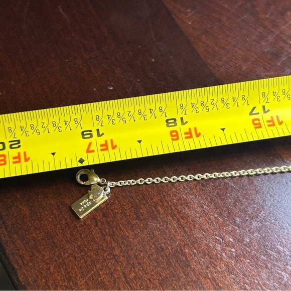 Kate Spade Gold Tone Chain with White Enamel Bow Ribbon Charm Short Necklace 19" - Picture 9 of 10